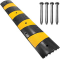 6 Feet Rubber Speed Bumps 1 Pack 2 Channel 27000Lbs Load Capacity 72" Traffic Speed Humps with 4 Bolt Spike for Asphalt Concrete Gravel Driveway