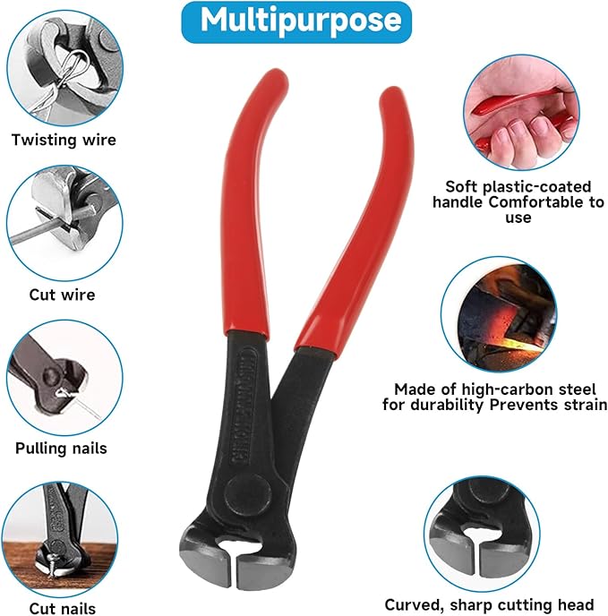 STARVAST 8PCS Nail Puller and Staple Remover Tool Set, Including End Clippers, Nail Remover, V-Shaped Staple Remover and U-Shaped Staple Remover for Furniture, Floor, Wall, Car, Photo, Frame