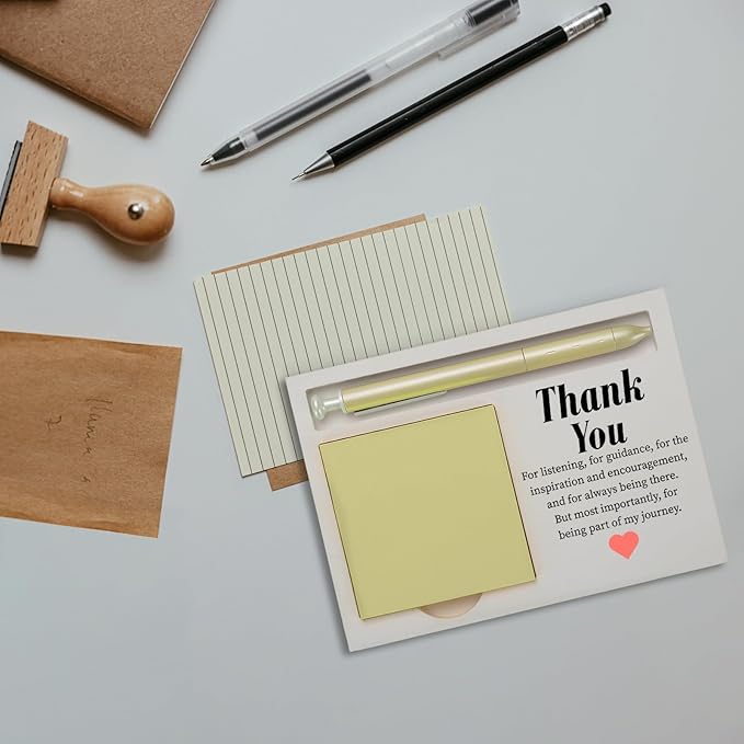 Thank You Sticky Note Holder, Thank You Appreciation Gift for Her Friends Colleagues Mentor Work Friend Teacher Wood Self-Stick Note Pad Holders ZBA7
