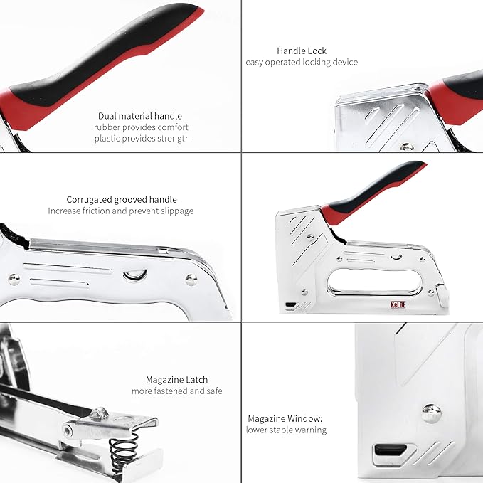 T50 Staple Gun Heavy Duty Kit - KeLDE 2 in 1 Upholstery Manual Stapler/Nail Gun with 1500pcs Staples and Brad Nails for Wood, Craft, DIY, Furniture, Carpentry, Decoration