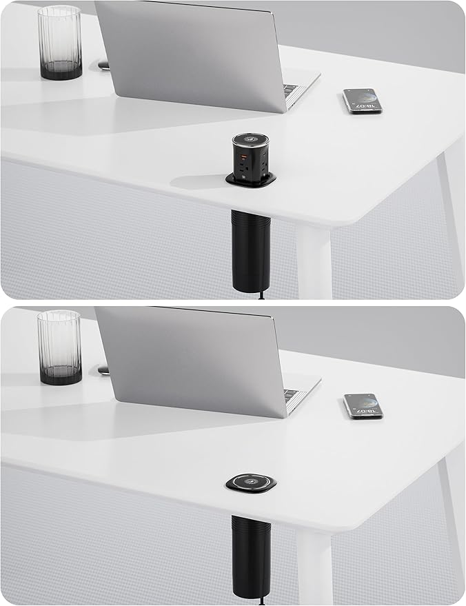 Jgstkcity Pop Up Countertop Outlet Recessed Power Strip with 15W Wireless Charger,45W USB C,3.15 inch Desk Hole,Ideal for Kitchen Island & Conference Table Receptacle (Black, 6FT-45W USB Ports)