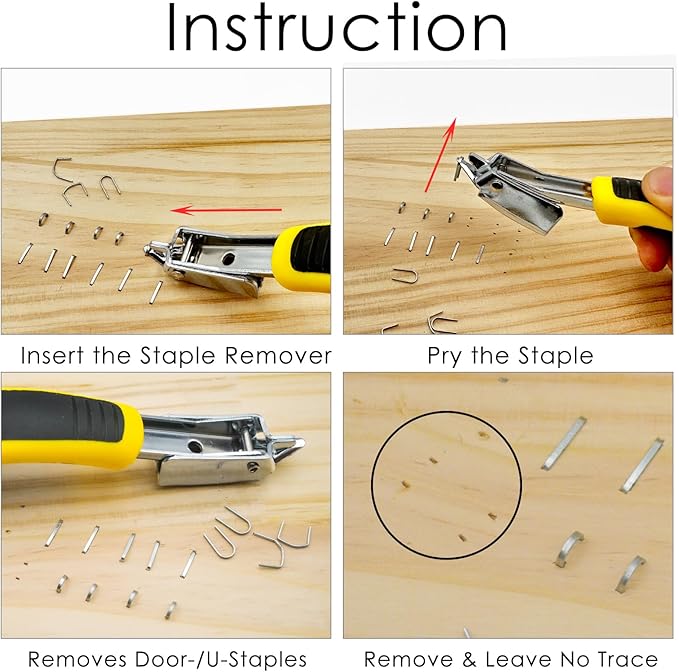 Upholstery Staple Remover, Construction Staple Remover Tool, Heavy Duty Tack Lifter Carpet Remover, Nail Puller for Removing All Kinds of Staples for Furniture, Canvas, Wooden Case, Carton