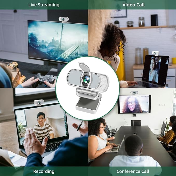 XPCAM Full HD 1080P Webcam with Privacy Shutter and Tripod, Pro Streaming Web Camera with Microphone, Widescreen USB Computer Camera for Laptop Desktop