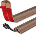 Floor Cord Cover for Wires on Floor Self Adhesive Cord Hider Floor Cable Management Wire Covers for Cords Protector Prevent Cable Trips Cord Cavity W 0.32" x H 0.32", Misty Brown Wood, 20Ft