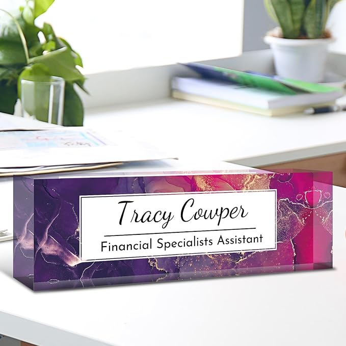 Desk Name Plate Personalized, Custom Name Plate for Desk, Acrylic Desktop Accessories, Office Gift & Decor for Women Men, Teacher Nurse Boss Employee Appreciation Gifts