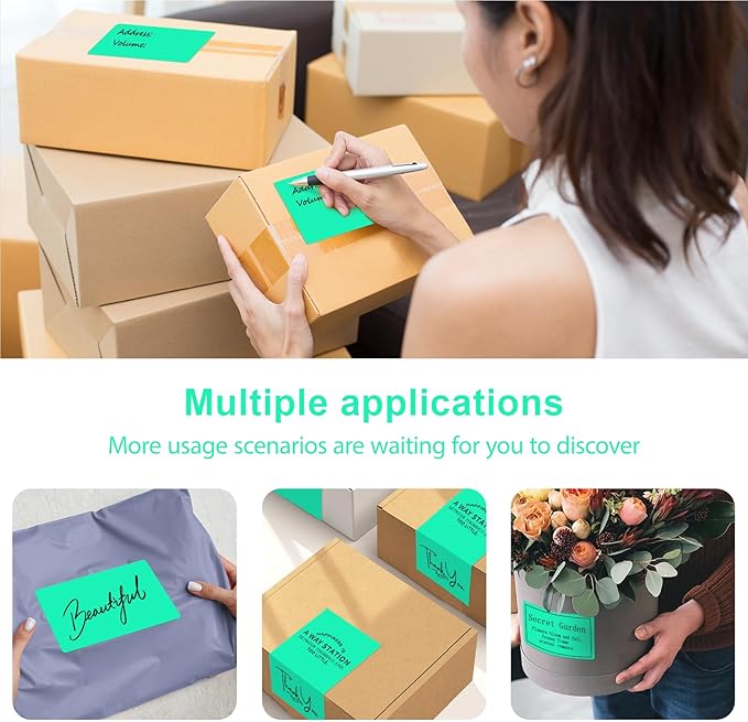 YOULAISHI 3 x 5 inch Home Moving Box Labels for Storage Bins 300pcs Colored Blank Label Sticker for Shipping Thermal Printer Color Coding Rectangle Moving Labels for Packing Boxes,Watercolor Green
