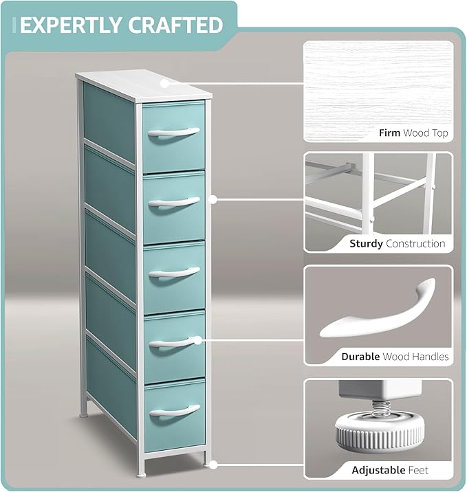 Sorbus Kids Dresser with 5 Drawers - Storage Unit Organizer Chest for Clothes - Bedroom, Kids Room, Nursery, & Closet