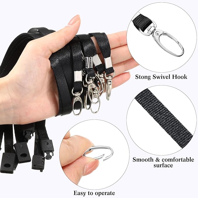 Harloon 150 Pcs Lanyards Breakaway Bulk Neck Flat Lanyard with Detachable Buckle and Clip Swivel Hooks for Badge Holder