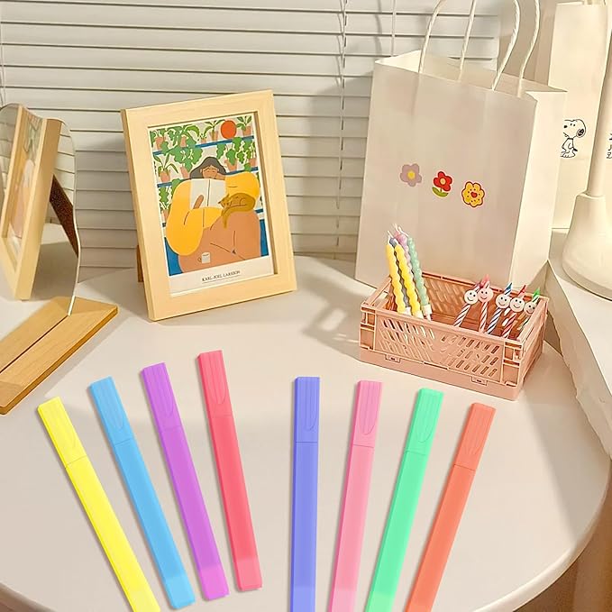 Dacono Aesthetic Cute Pastel Highlighters Set, 8 Pcs Bible Highlighter, Highlighter Assorted Colors, Bible Highlighters and Pens No Bleed, Chisel Tip, Candy Colors, No Bleed Bibles Assorted Colors