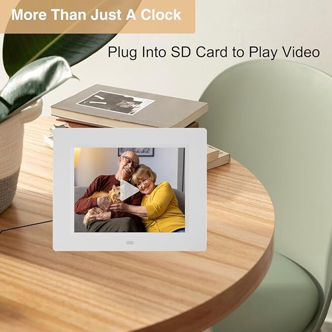 8 Inch Dementia Clock for Seniors - Extra Large Display Digital Day & Date Clock with 5 Alarms + 3 Medication Reminders, Auto-Dimmable - White Wall Clock for Elderly Bedroom