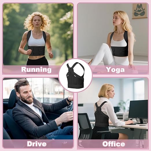 Posture Corrector for Women and Men,4 In 1 Adjustable Full Back Brace,Posture Braces Can Relieve Upper and Lower Back Pain, Shoulder Braces for Hunchback,Scoliosis, Lumbar Spine, Spine(Coal Black)
