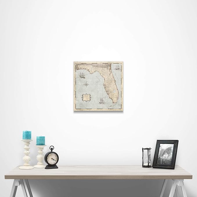 Push Pin Florida Map Board - With Push Pins to Mark Florida Travel - Handmade in Ohio, USA - Design: Rustic Vintage