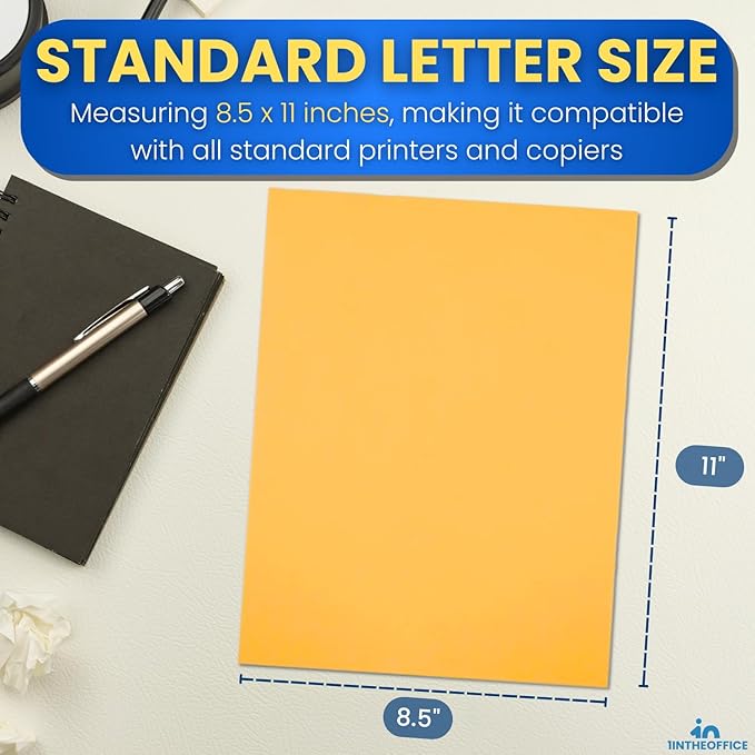 1InTheOffice Colored Copy Paper 8.5x11, Yellow Colored Copy Paper, Printer Paper, 20lb Density, Letter Size, 500 Sheets