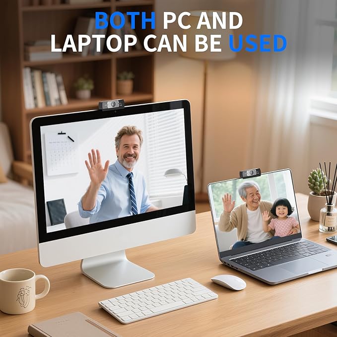 Diccik 8MP 4K Ultra HD Web Camera with Microphone, USB Computer Camera for PC, Laptop, Mac, Plug and Play Desktop Web Cam for Streaming, Zoom, Teams, 4K Webcam with Auto Light Correction & Wide Angle