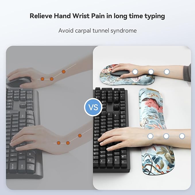 TECKNET Keyboard Wrist Rest and Mouse Pad with Wrist Support, Memory Foam Set for Computer/Laptop/Mac, Lightweight for Easy Typing & Pain Relief Ergonomic Mousepad