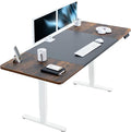 VIVO Electric 71 x 30 in Dual Motor Rustic Sit Stand Desk, Memory Height Adjustment, 2B Series, Black and Vintage Brown Top, White Frame, DESK-KIT-2W7BN
