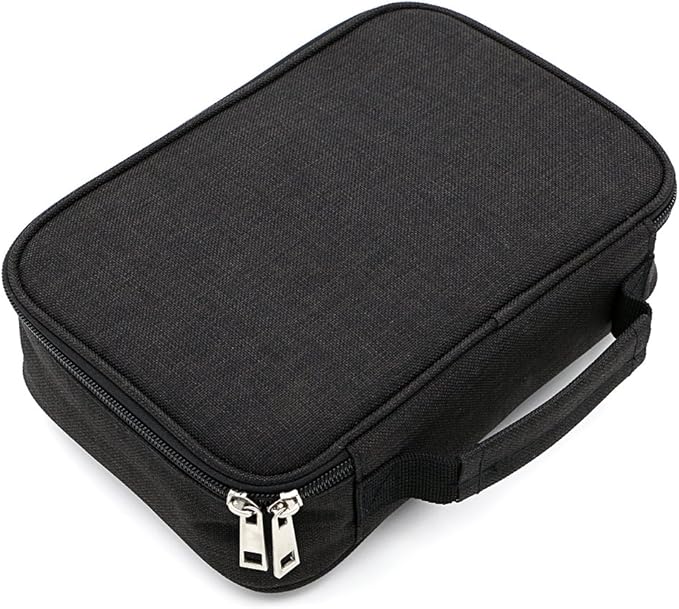 BTSKY® High Capacity Zipper Case- Multi-Functional for Stationery and Pencil, 72 Slots Colored Portable Bags With 2 Removable Sleeves(Black)