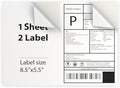300 Sheet (600 Labels) | 8.5" x 11" 2 UP Half Sheet Self Adhesive Shipping Labels for Laser & Inkjet Printers | Ecommerce, Address, Mailing, Labeling, Packaging