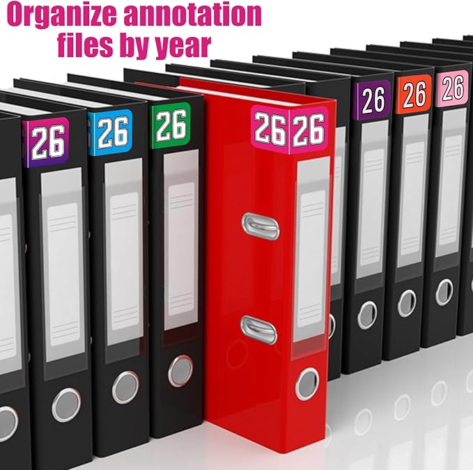 1000pcs 2026 Year Stickers, 3/4x1-1/2 Inch 26 Year Colored Self-Adhesive Stickers File Folder Labels Decals for Tab File Folders Office Supplies (Rose Red)