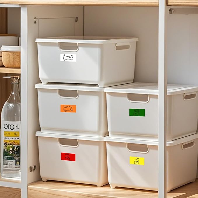 FINDAT 10 Colors Assorted Labels Stickers 1.57×0.75 Inch Vinyl Rectangular Label Removable Waterproof Color Coding Name Tag for Classroom Office File Inventory Marking 160 PCS