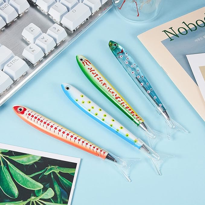 Outus 50 Pieces Fish Pens Fishing Birthday Party Favors Decoration Writing Ballpoint Pens for Office Valentine Day Chinese New Year Gifts (Aquatic)