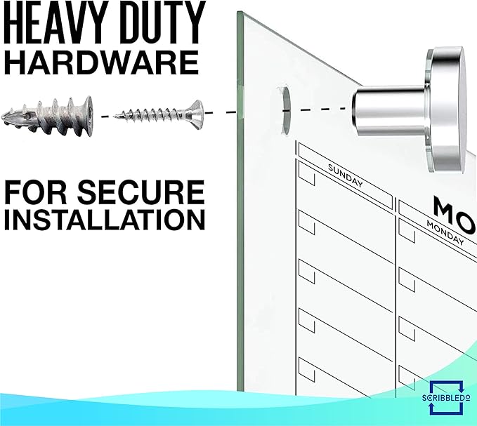 Glass Whiteboard Calendar 34x46” Quarterly Planner White Board Dry Erase Board 3 Month for Wall Glass Whiteboard Home Office Large Wall Calendar & Marker Tray