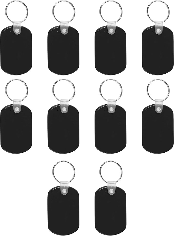 Tag Soft Plastic Keychains - 10 pack - Small Key Tag Chain For Staying Organized - Rubber Key Ring Keychain – Black