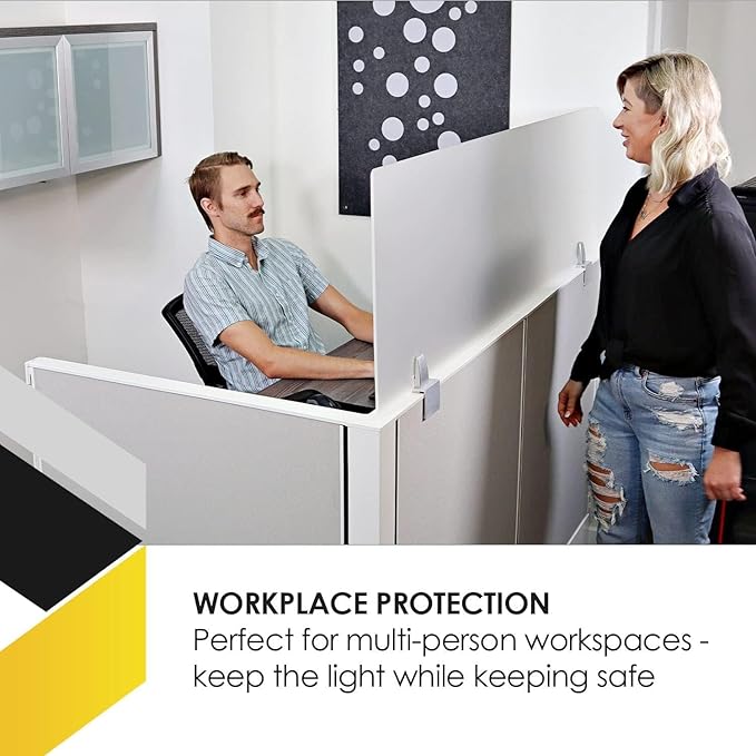 OBEX Acrylic Mounted Small Brackets Quality Desk Privacy Panel & Divider for Your Office Cubicle-Increase Separation & Improve Productivity, 24" x 72", Frosted