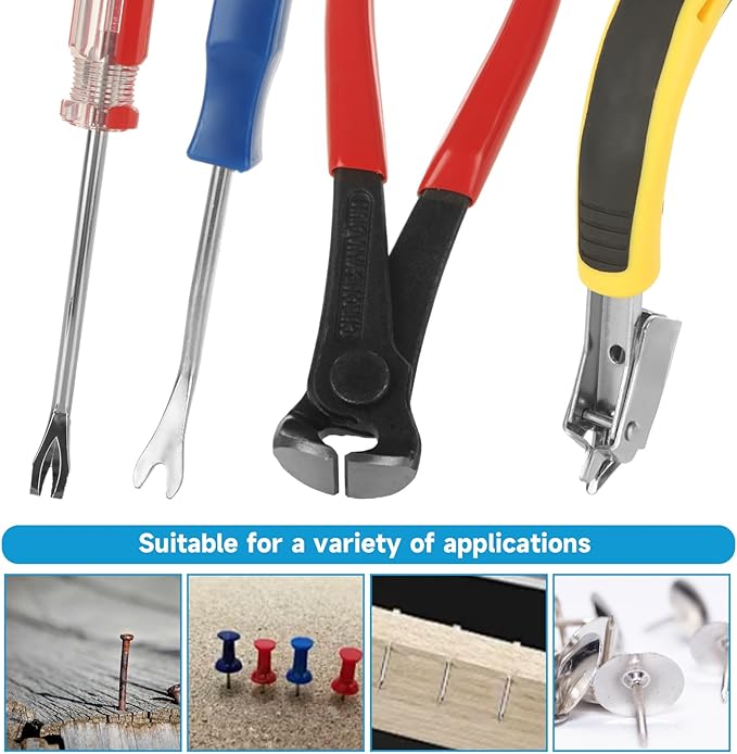 STARVAST 8PCS Nail Puller and Staple Remover Tool Set, Including End Clippers, Nail Remover, V-Shaped Staple Remover and U-Shaped Staple Remover for Furniture, Floor, Wall, Car, Photo, Frame