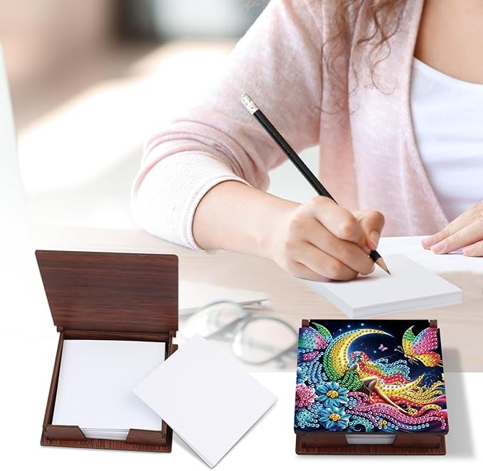 Woman Diamond Painting Kit Note Box,Memo Paper Storage Box Diamond Art,Sticky Note Holder Diamond Art,Diamond Painting Memo Pad For Office Desk. (Woman)