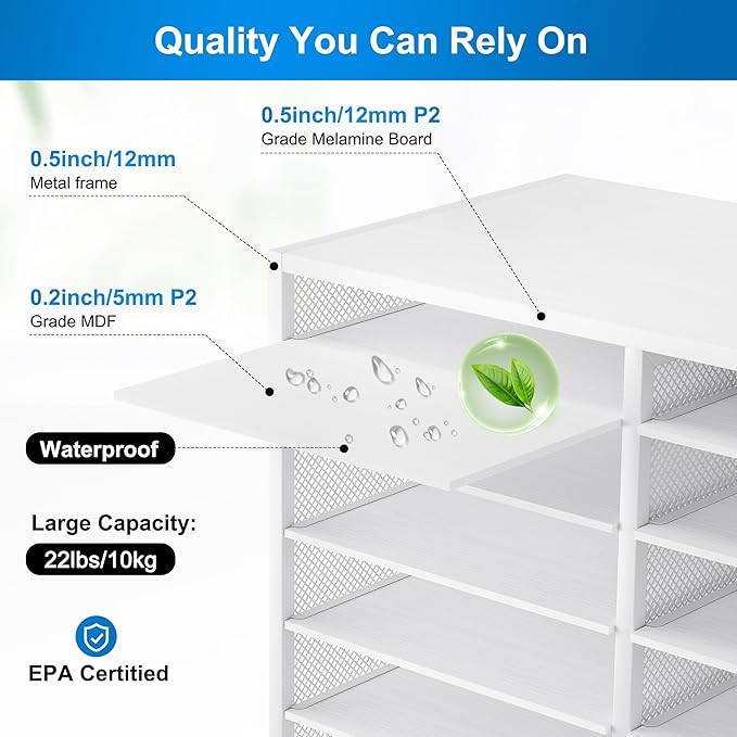 Mail Sorter Adjustable Countertop Mail Holder, Heavy Duty Literature Organizer, Student Mailbox for Classroom, Desktop Bill Paper Organizer for Office Home School, 27 Compartments, White