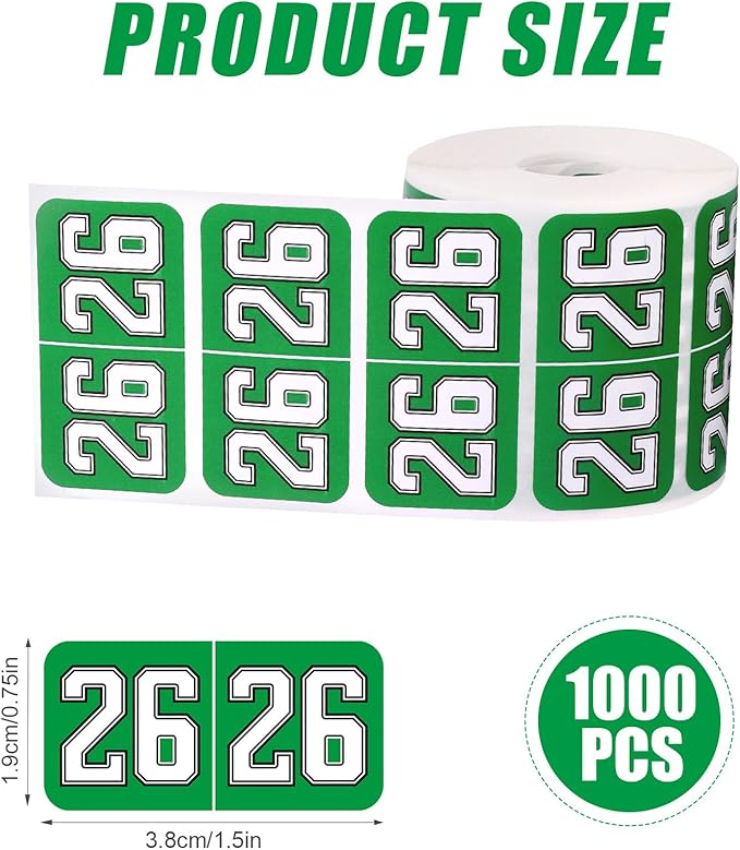1000pcs 2026 Year Stickers, 3/4x1-1/2 Inch 26 Year Colored Self-Adhesive Stickers File Folder Labels Decals for Tab File Folders Office Supplies (Dark Green)