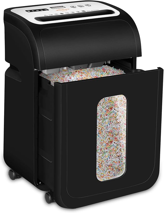 Paper Shredder for Home Office14-Sheet 60-Mins Micro Cut Shredder with US Patented Blade,Shred Card/CD/Clip/Staple,for Home Use Heavy Duty,AUTO Jam Proof,5.3-Gallon Pullout Bin(ETL)