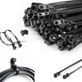 Heavy Duty Screw Mount Cable Ties 8 Inch, UV & Weather Resistant Black Nylon Straps with Screw Hole - Heat & Cold Resistant for Reliable Outdoor, Garage, Workshop Organization (100 Pack)
