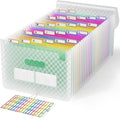 ABC life 26 Pockets Accordian File Folder Organizer Letter Size Expanding File Folder, A4 Portable Document Paper School Organizer, Expandable Multicolor Accordion Filing Folders with Labels(Green)