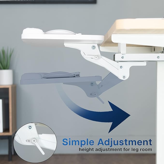 VIVO Premium Adjustable 27 x 11 inch Computer Keyboard and Mouse Platform Tray, Ergonomic Under Table Desk Mount Drawer with Padding, White, MOUNT-KB27P-W