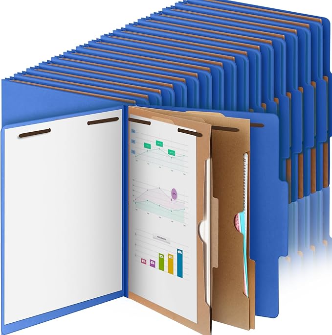 Skyygemm 36 Pcs Classification Folders Letter Size, 2 Pocket Dividers Pressboard File Folder with Fasteners, Expanding File Organizer Bulk for Teachers, Clergy, Office, Church, Christmas (Dark Blue)
