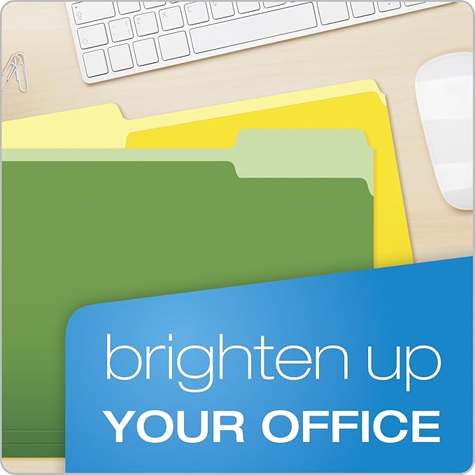 Pendaflex Two-Tone Color File Folders, Letter Size, Assorted Colors (Bright Green, Yellow, Red, Blue), 1/3-Cut Tabs, Assorted, 360 Pack (03086), 4-Color