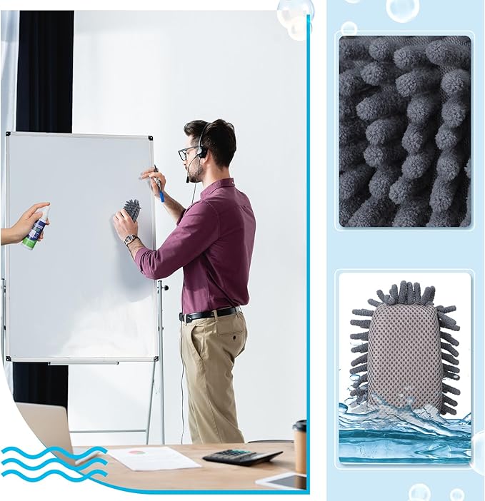 6 Pack Whiteboard Cleaner 3.4 Fl oz White Board Cleaning Spray Dry Erase Board Cleaner with Microfiber Shag Whiteboard Eraser Removes Stubborn Marks from Chalkboard(Colorful)