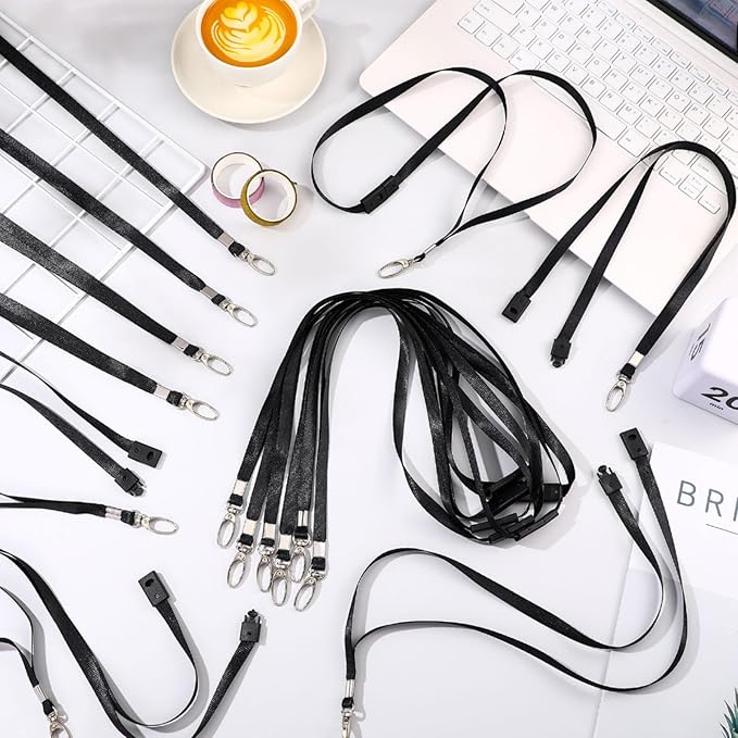 Harloon 150 Pcs Lanyards Breakaway Bulk Neck Flat Lanyard with Detachable Buckle and Clip Swivel Hooks for Badge Holder