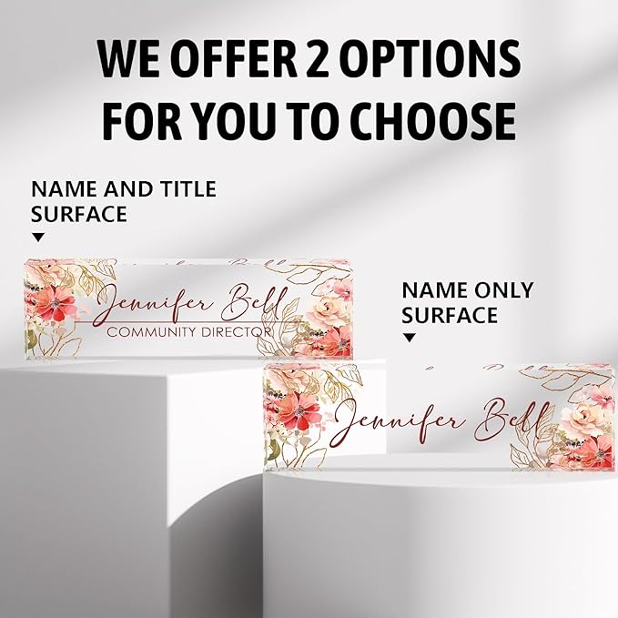 Custom Name Plate for Desk Desk Name Plate Personalized, Office Desk Decor for Women & Men, Employee Appreciation Gifts The Office Gifts for Boss, Manager, Teacher, Nurse, Lawyer, Flower 5
