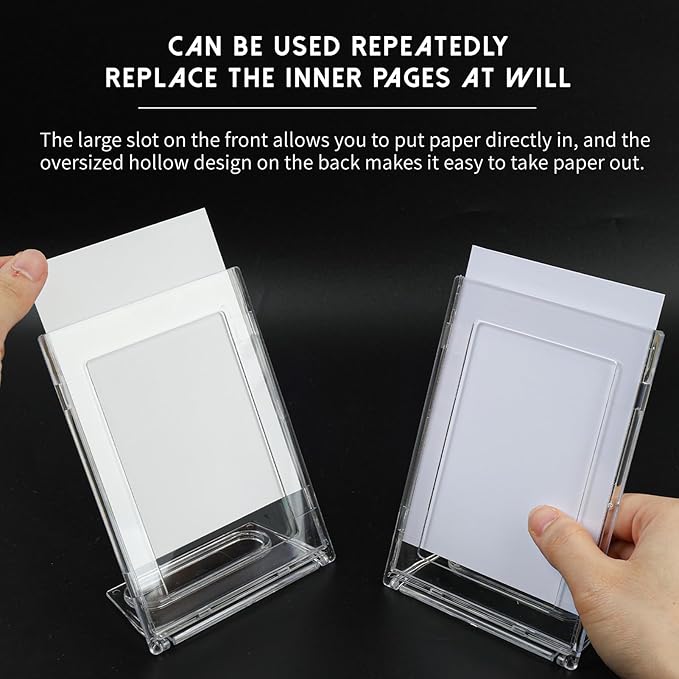 10 Pack 3x5 Inch Small Sign Holder Vertical, Double-Sided Usage with Swivel Base for Table Display, for Office, Store, Restaurant, for Number/Name/Food Label Display, Note