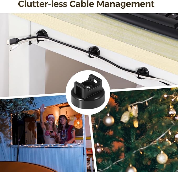 Magnetic Cable Zip Tie Mounts, 70 Pcs Magnet Bases with 300 Pcs Cable Ties, Multipurpose Wire Management Organizer for Desk PC Home Office, Adhesive-Free Cable Clips Holder