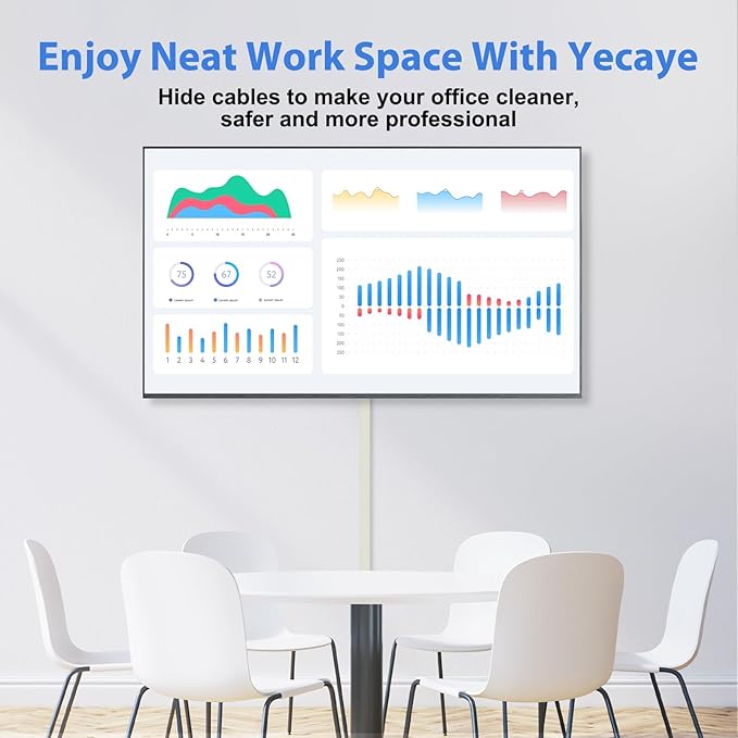 Yecaye Cord Hider, 113in Medium Cord Covers for Wires on Wall, Cord Organizer for 2-3 Wires, Easy Install Cable Management Kit, TV Cable Hider for Home Office, W0.95in H0.55in, Beige