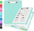 Sooez Glitter Clipboard with Storage, High Capacity Clip Boards 8.5x11 with Pen Holder, Cute Clipboards with Low Profile Clip, Sparkle Plastic Organizer Case Box for Women & Kids, Side Opening