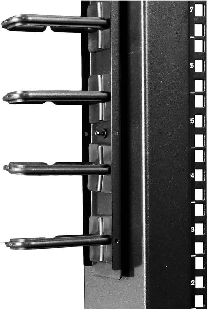 StarTech.com Vertical 0U Server Rack Cable Management w/ D-Ring Hooks - 20U Network Rack Cord Manager Panel - 3ft Wire Organizer (CMVER20UD)