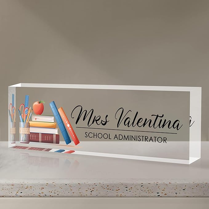 Custom Teacher Name Plate for Desk | Personalized Desk Acrylic Name Plate Office Accessories | Personalized Teacher Appreciation Gifts (C-For Teacher 1)