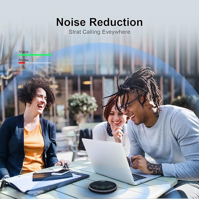 Tenveo Conference Speaker Microphone, Bluetooth/Dongle/USB Connectivity, 4 AI Noise Mics and 360° Sound Pickup,Compatible with Zoom, Teams, OBS, Supports 10-12 People for 8 Hours of Talk Time