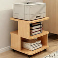 Under Desk Drawer Wooden 2 Tier Printer Shelf with Storage，Mobile Cart Wooden File Cabinets with Open Storage Shelf(Applewood,23.6x23.6x19.7 in)