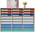 Literature Organizer 27 Slots Compartments Desktop File Sorter Mail Center Paper Storage Cabinet Home & Office Mailbox School Classroom Keepers (Grey)